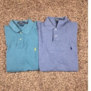 Polo Ralph Lauren Custom Fit Polo Shirts Bundle of 2 Men's XL Blue Teal